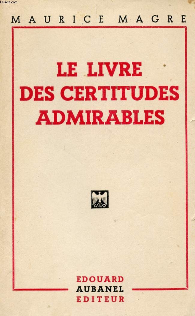 livre le livre des certitudes admirables