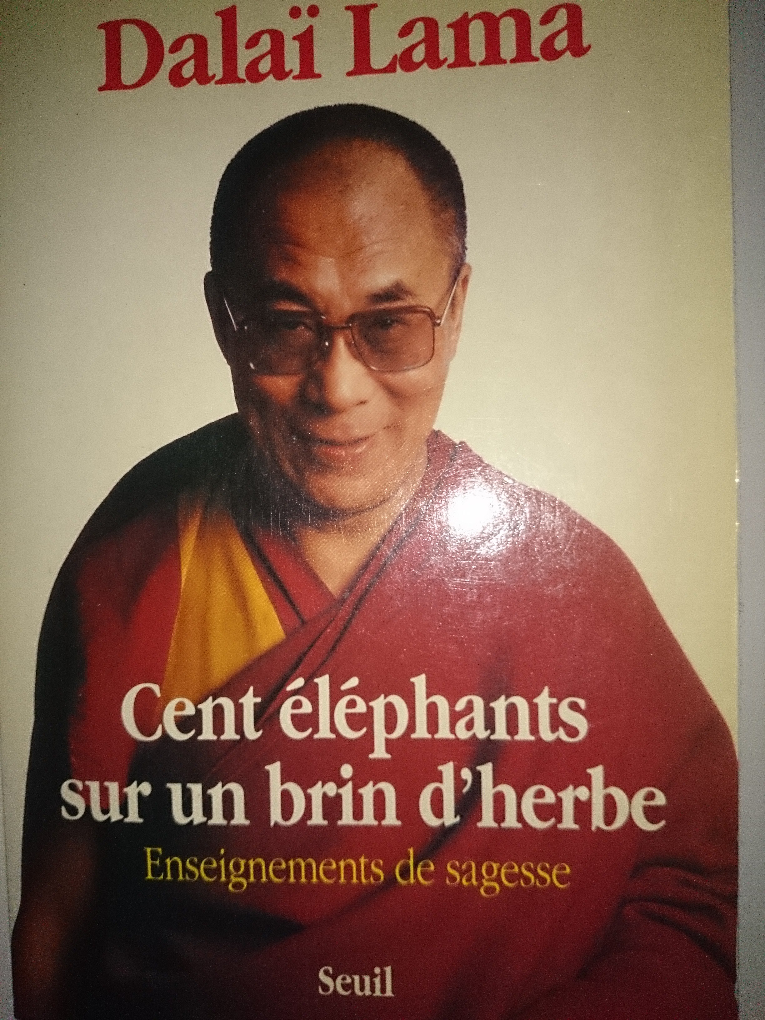 livre dalaï lama cent éléphant sur un brin d'herbe