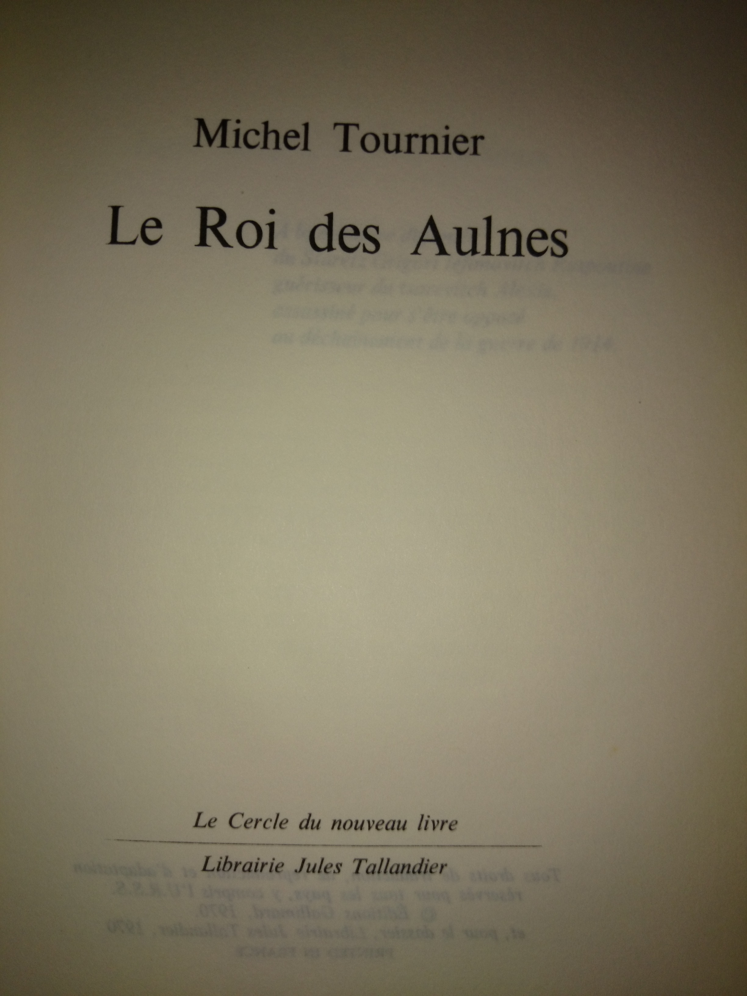 livre le roi des aulnes