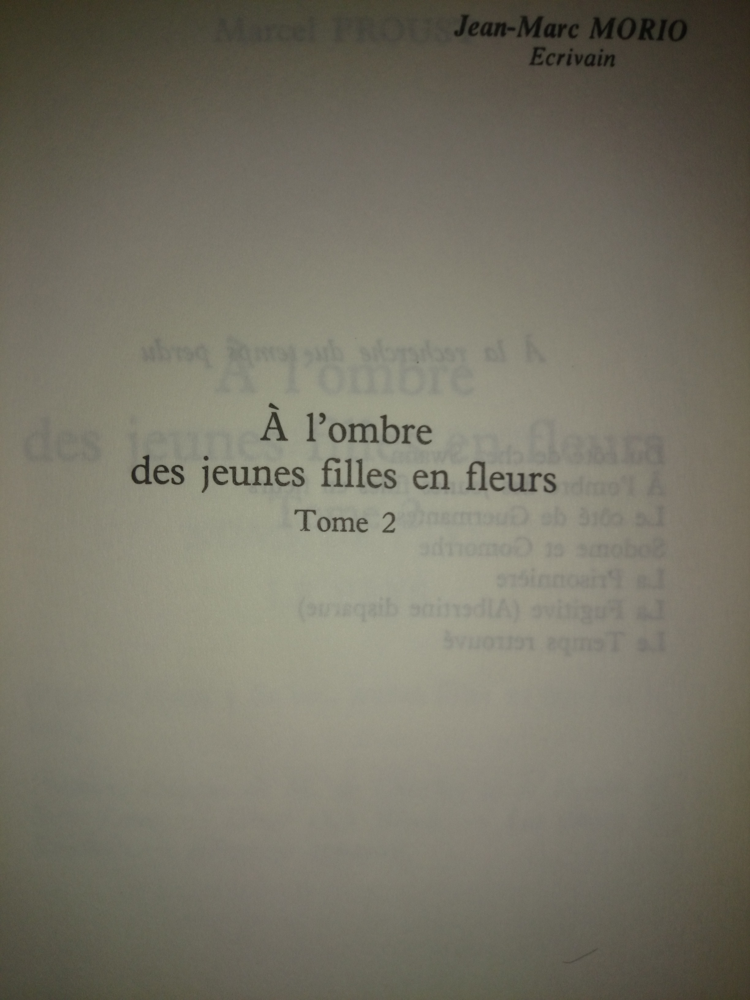 livre à l'ombre des jeunes filles en fleurs